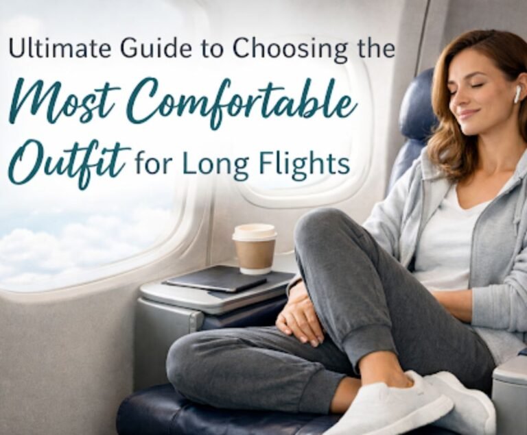 Comfortable travel outfit with joggers and layers