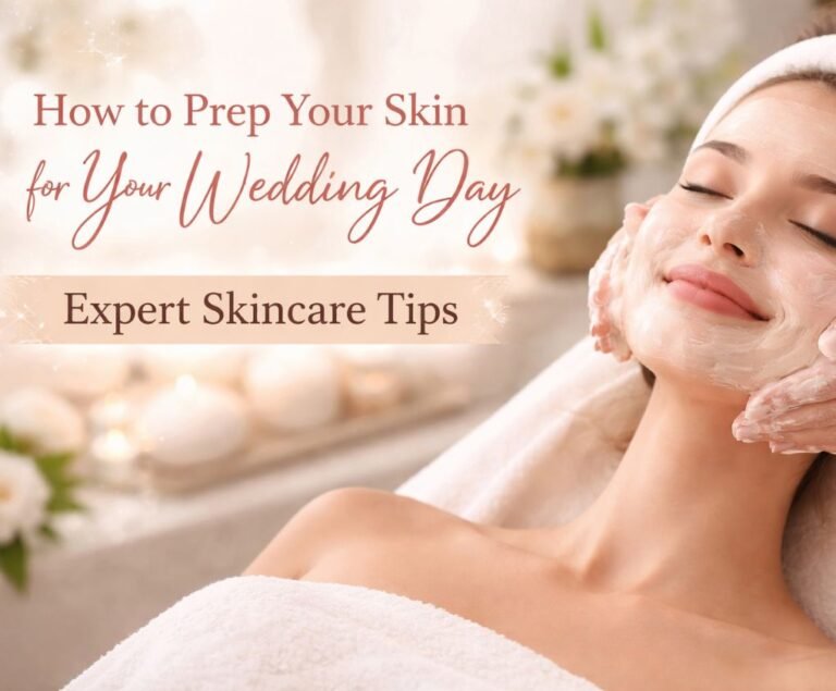 Bride enjoying pre-wedding facial treatment for radiant skin