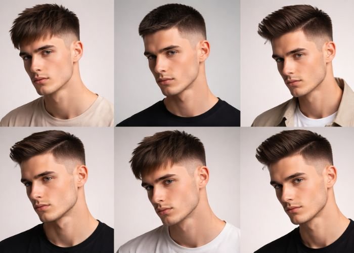 short haircuts for men with straight hair modern styles textured crop fade side part clean haircut looks
