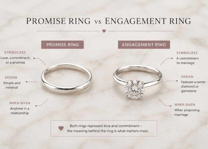 Promise ring compared with an engagement ring.