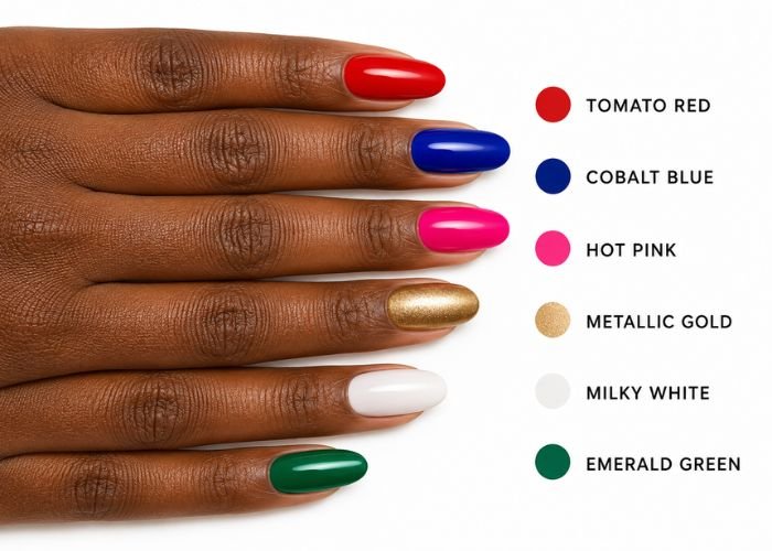 Best summer nail color swatches for dark skin tones
