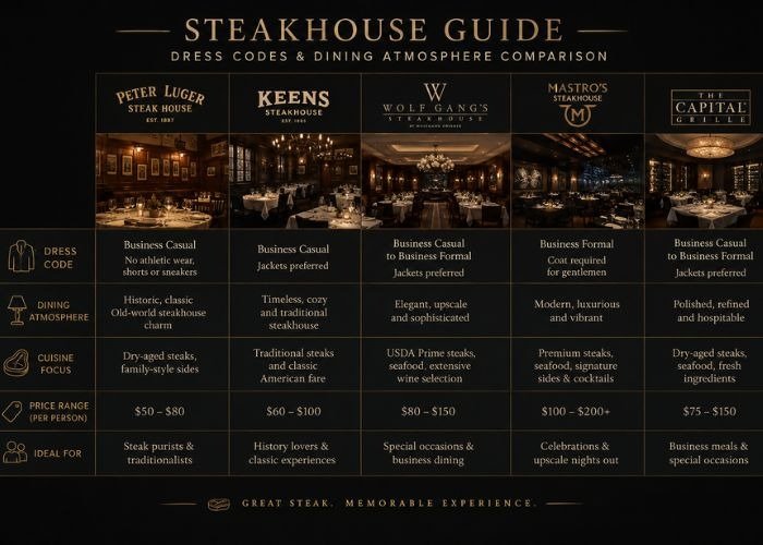 Steakhouse dress code comparison