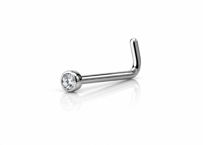 Implant-grade titanium nose stud recommended for new piercings.
