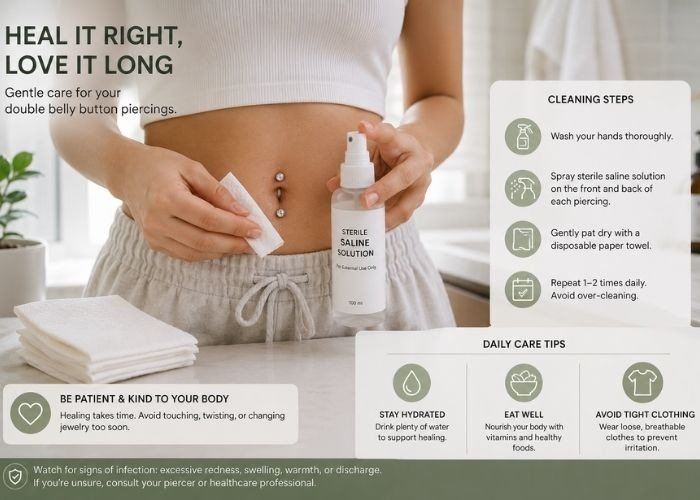 Aftercare tips for better healing of a double belly button piercing