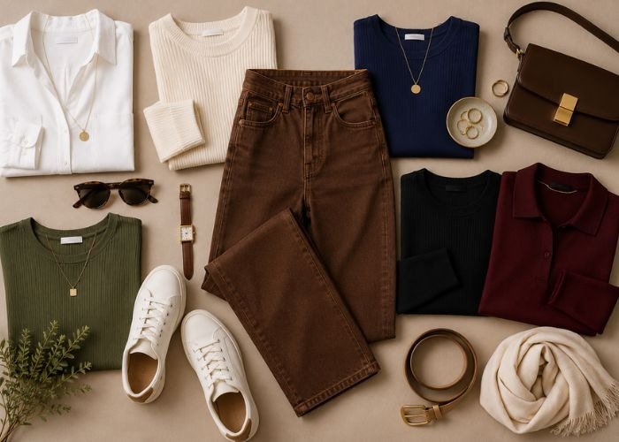 Best colors to wear with brown jeans