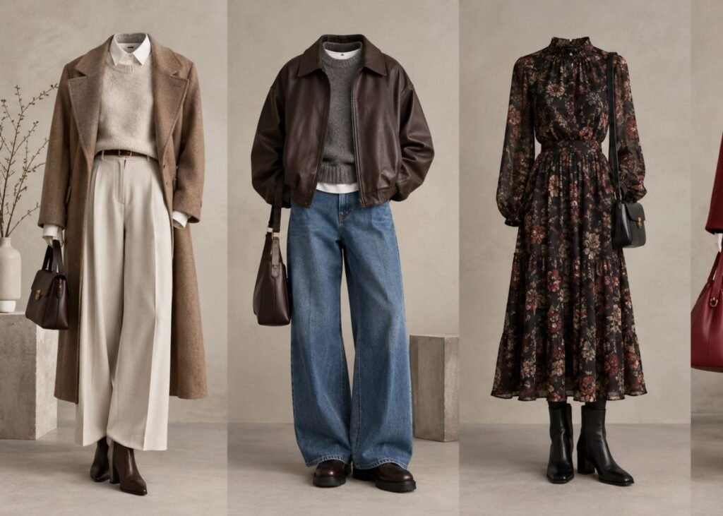 Fall/Winter 2026–2027 fashion trends styled for classic casual feminine and statement looks
